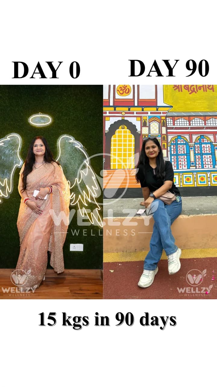 Wellzy member before and after — 15 kgs in 90 days