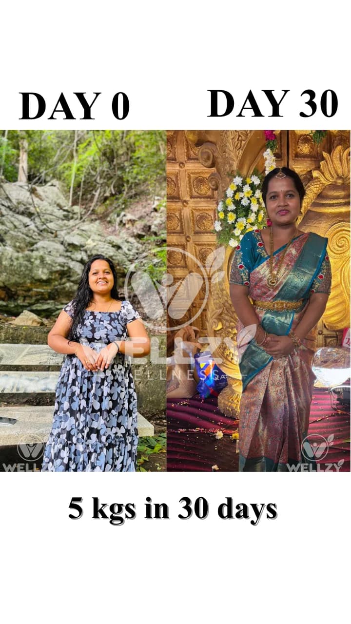 Wellzy member before and after — 5 kgs in 30 days